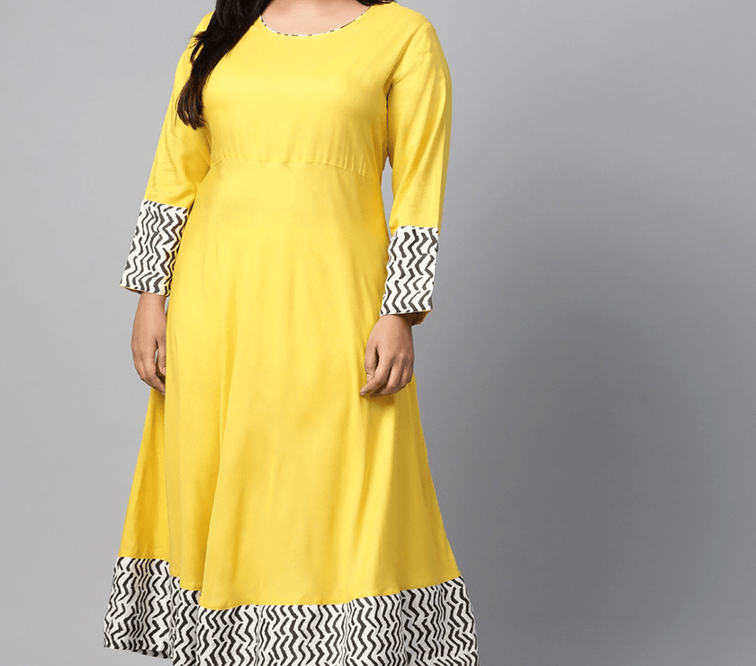 Divena Solid Mustard Yellow Rayon Anarkali - divena world