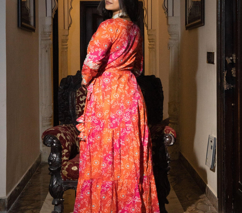 Divena Bandhej Printed Anarkali Kurta - divenaworld.com