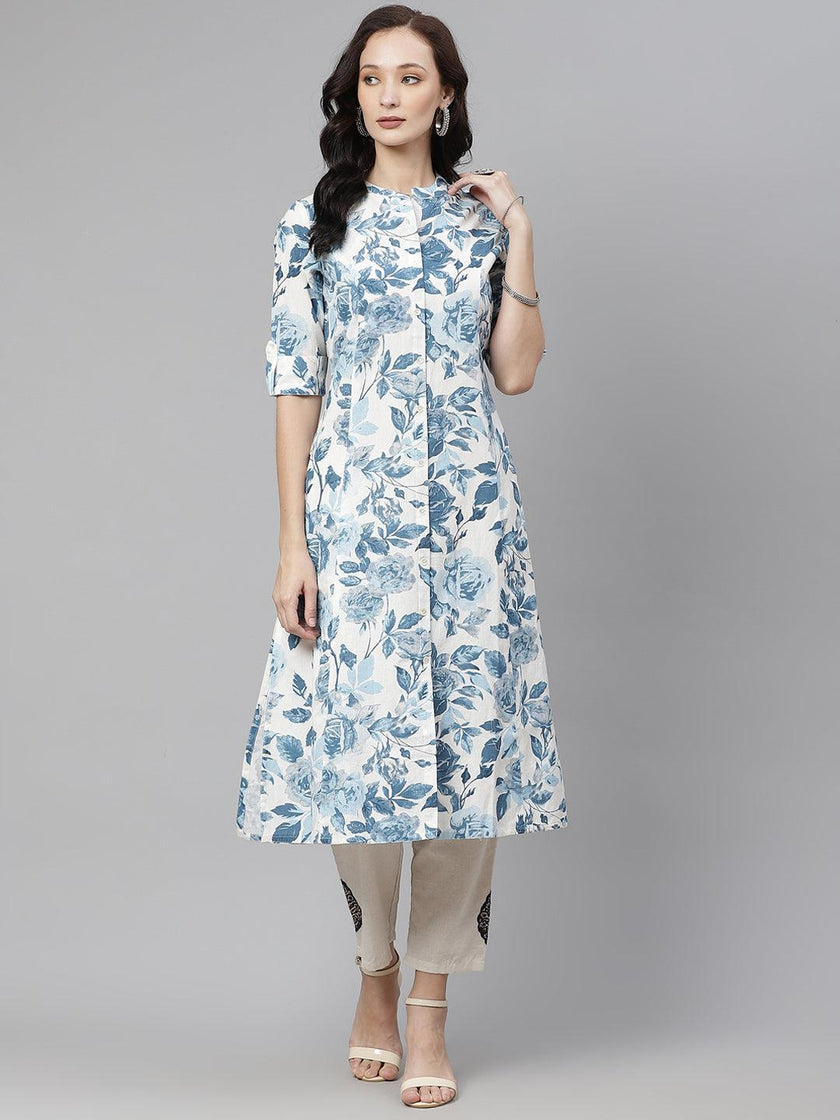 Divena Floral Print Cotton Kurta - divena world