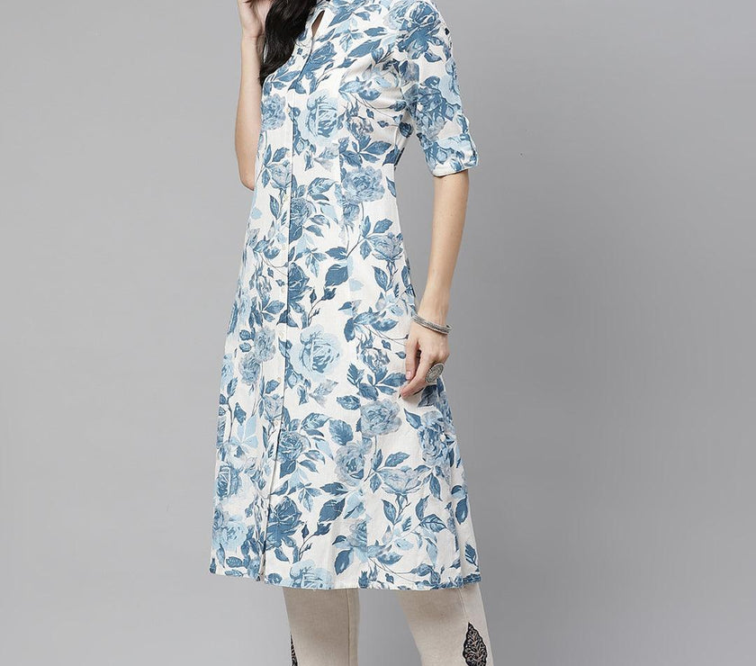 Divena Floral Print Cotton Kurta - divena world