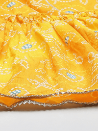 Divena Yellow Cotton Flared Gota Work Bandhani Kurta - divena world