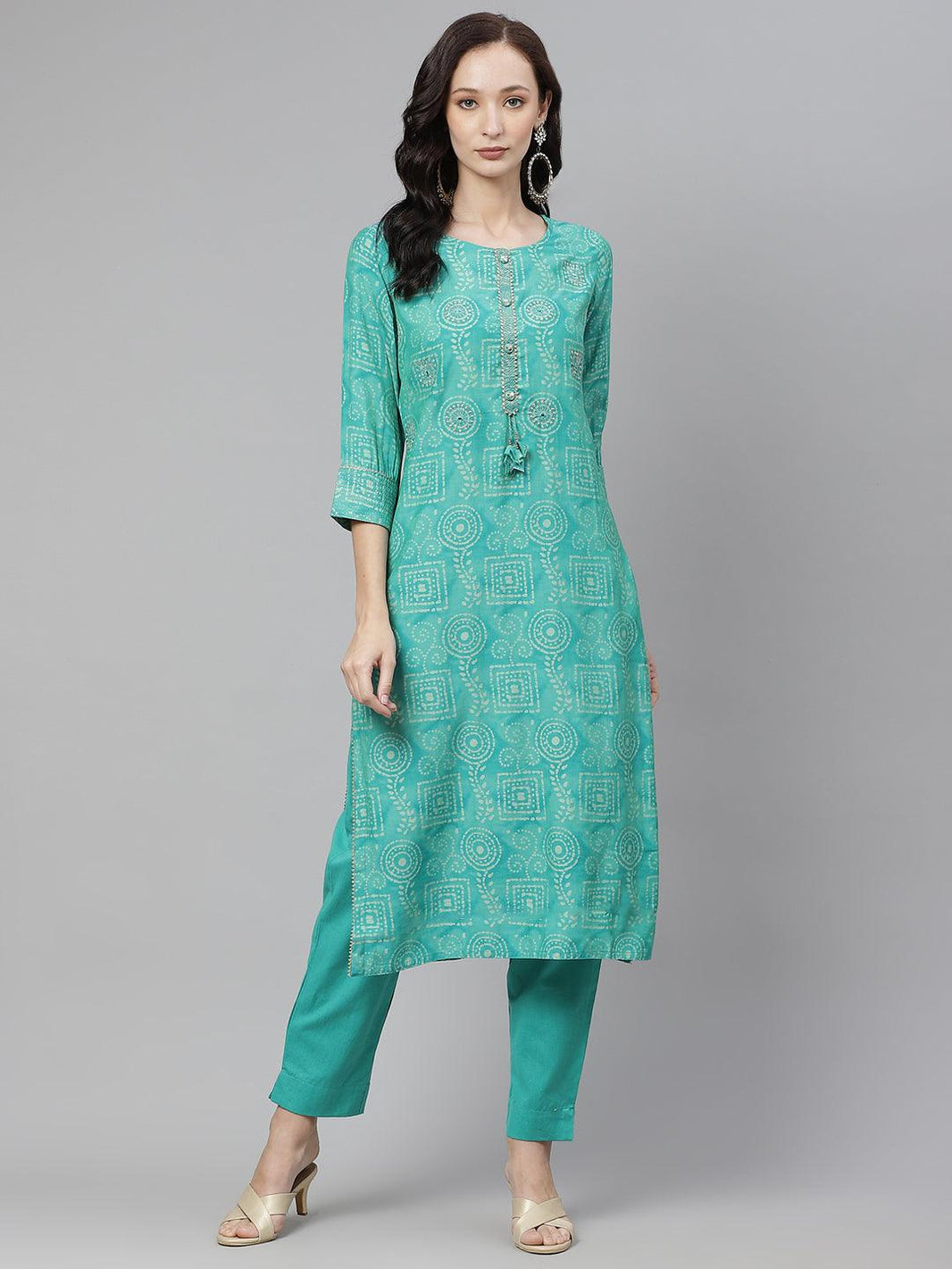 Divena Green Muslin Straight Kurta with Pants - divena world