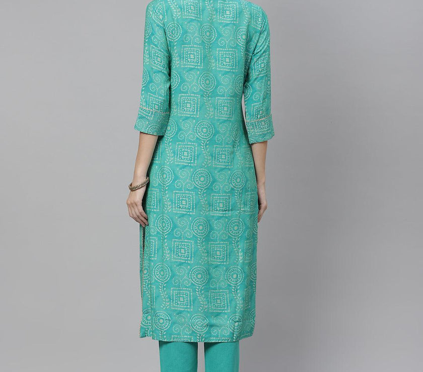 Divena Green Muslin Straight Kurta with Pants - divena world