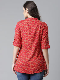 Divena Rayon Maroon Printed Shirt style A-line Top - divena world