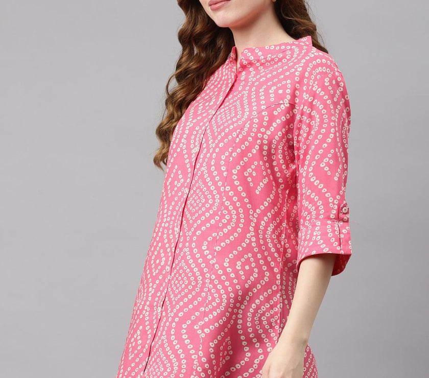 Divena Pink Bandhani Print Rayon Top - divena world