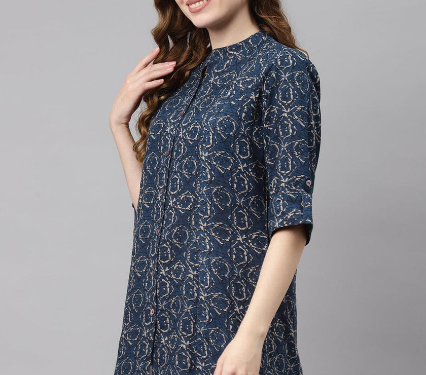 Divena Navy Blue Rayon Top - divena world