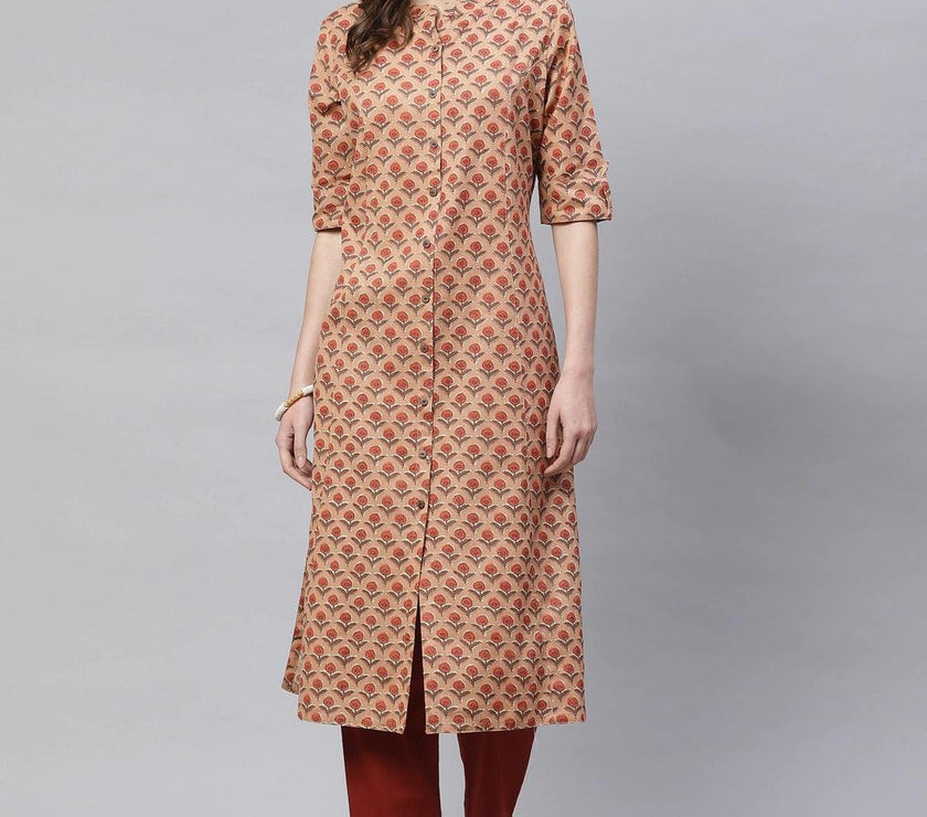 Divena Peach Cotton Flex Kurta - divena world