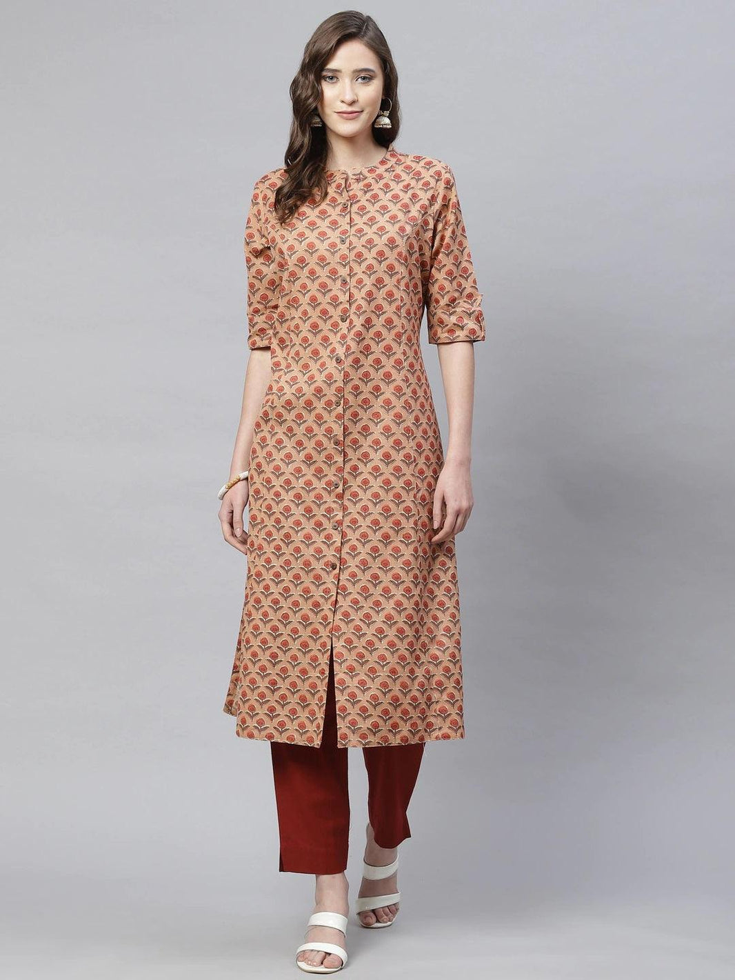 Divena Peach Cotton Flex Kurta - divena world