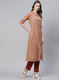 Divena Peach Cotton Flex Kurta - divena world