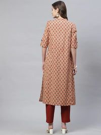 Divena Peach Cotton Flex Kurta - divena world