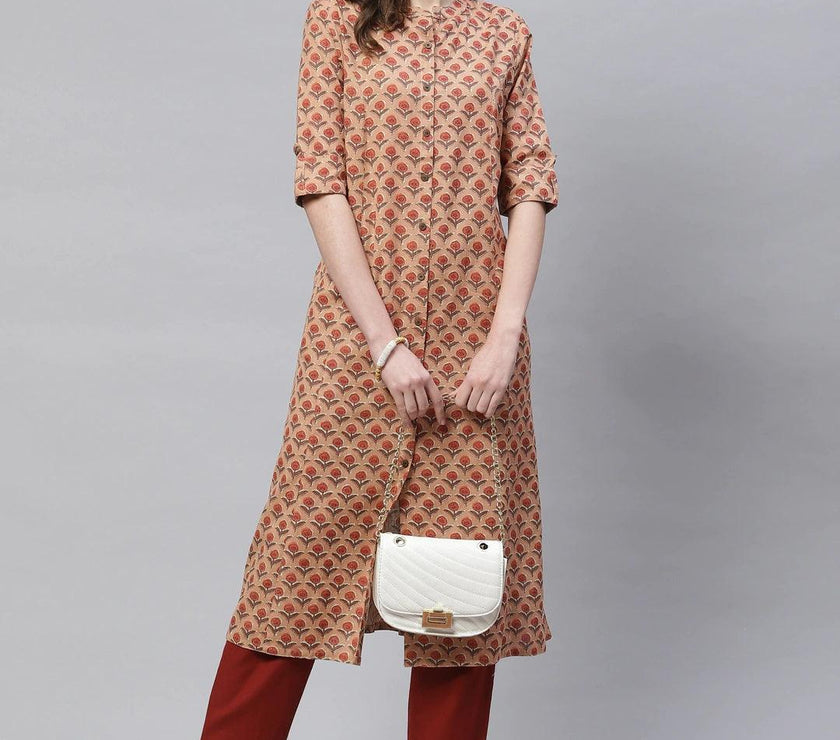 Divena Peach Cotton Flex Kurta - divena world