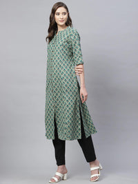 Divena Green Cotton Flex Kurta - divena world