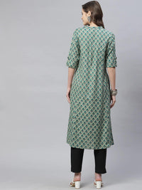 Divena Green Cotton Flex Kurta - divena world