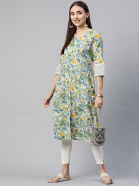 Divena Multi Color Floral Printed Cotton Flex A-line Kurta - divena world