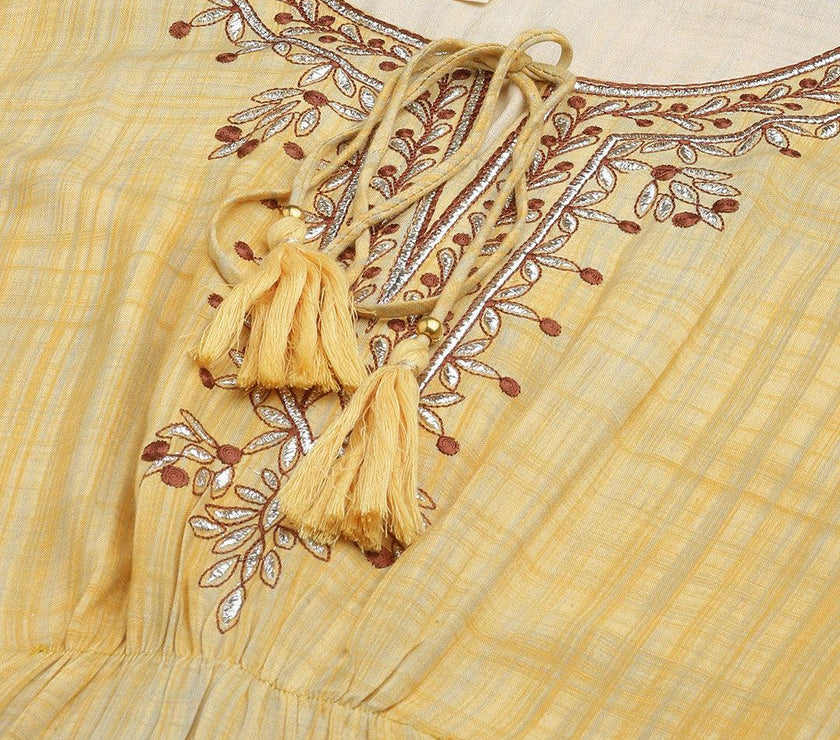 Divena Yellow Rayon Kaftan Pant set - divena world