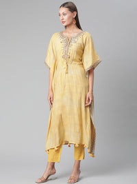 Divena Yellow Rayon Kaftan Pant set - divena world