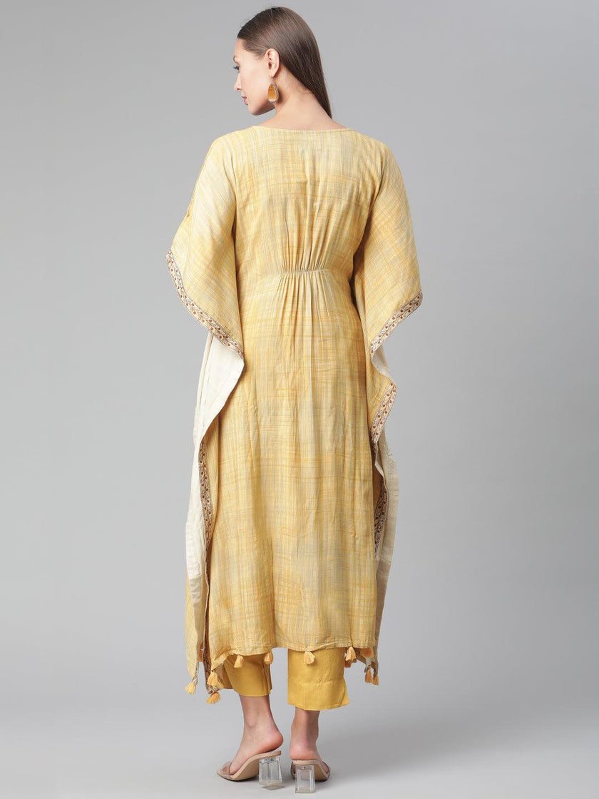 Divena Yellow Rayon Kaftan Pant set - divena world