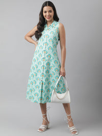 Divena Rayon White A-Line Floral Printed Midi Dress - divena world