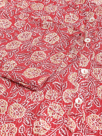 Divena Red and Beige Cotton Katha work Straight Kurta - divena world