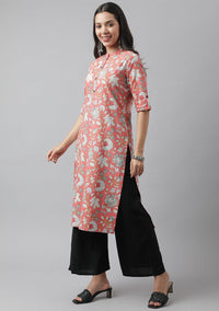 Divena Pink & Multi Floral Printed Straight Kurta