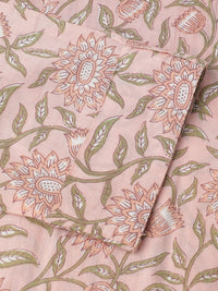 Divena Baby Pink & Green Floral Printed Straight Kurta - divena world