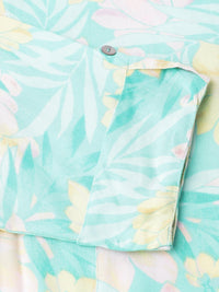 Divena Sea Green Floral Printed Rayon A-line Shirt Style Top - divena world