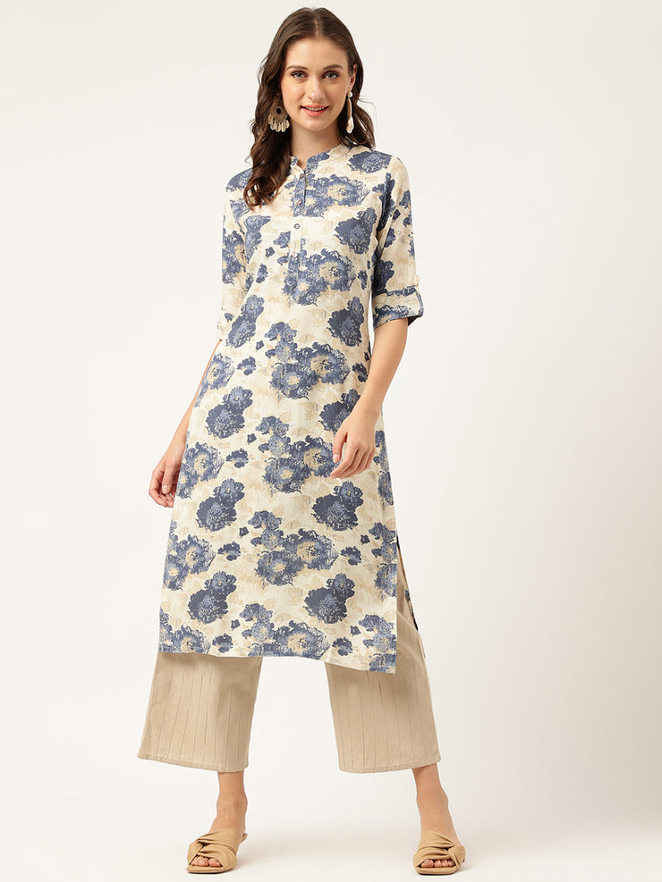 Divena Multi Colored Floral Digital Printed Straight Kurta