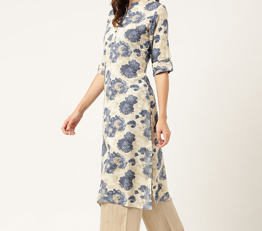 Divena Multi Colored Floral Digital Printed Straight Kurta