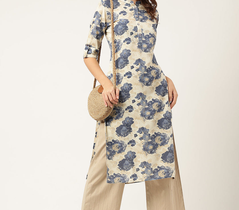 Divena Multi Colored Floral Digital Printed Straight Kurta