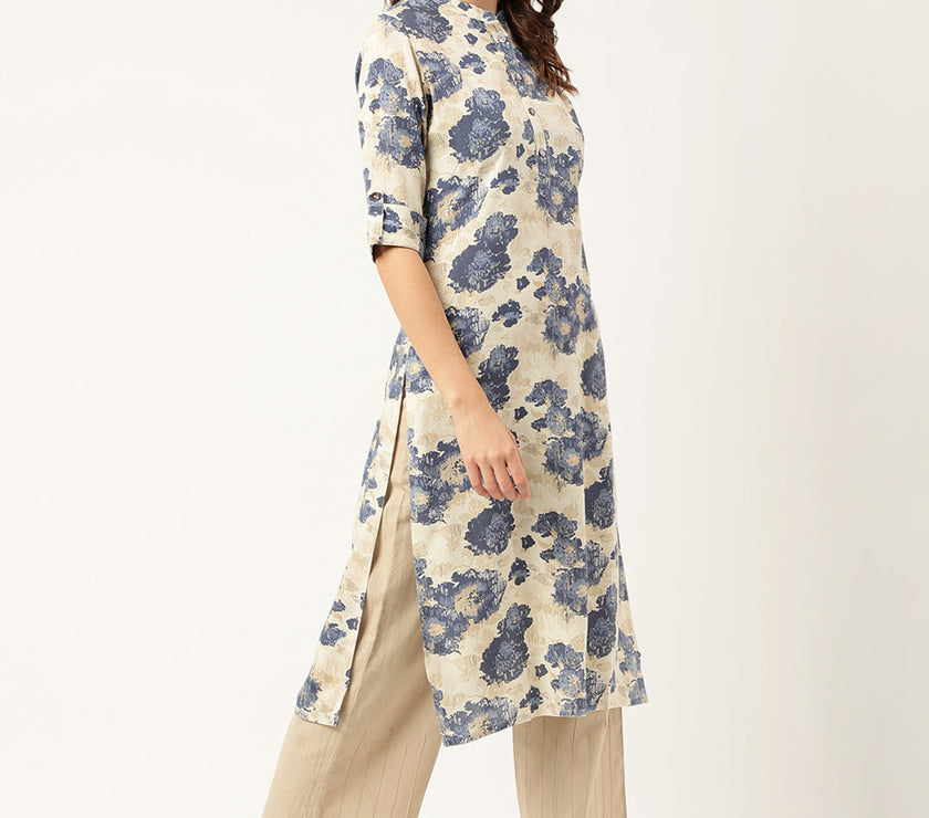 Divena Multi Colored Floral Digital Printed Straight Kurta