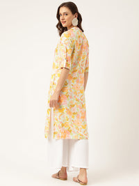 Divena Multi Colored Floral Digital Printed Straight Fold Sleeve Kurta