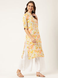 Divena Multi Colored Floral Digital Printed Straight Fold Sleeve Kurta