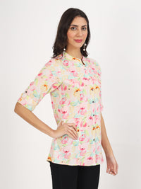 Divena Green Floral Printed Rayon Top