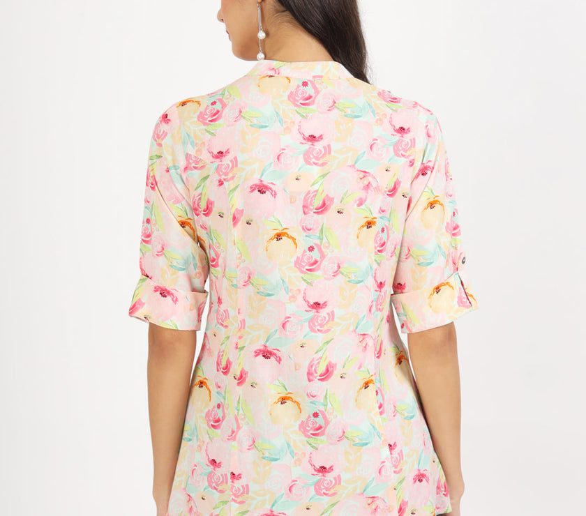 Divena Green Floral Printed Rayon Top