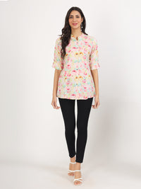 Divena Green Floral Printed Rayon Top