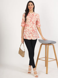 Divena Cream Floral Printed Rayon Top