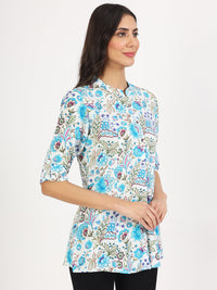 Divena White Floral Printed Rayon Top