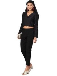 Divena Women Black Straight Fit Solid Regular Trousers