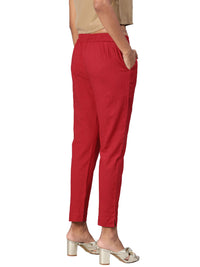 Divena Women Maroon Straight Fit Solid Regular Trousers