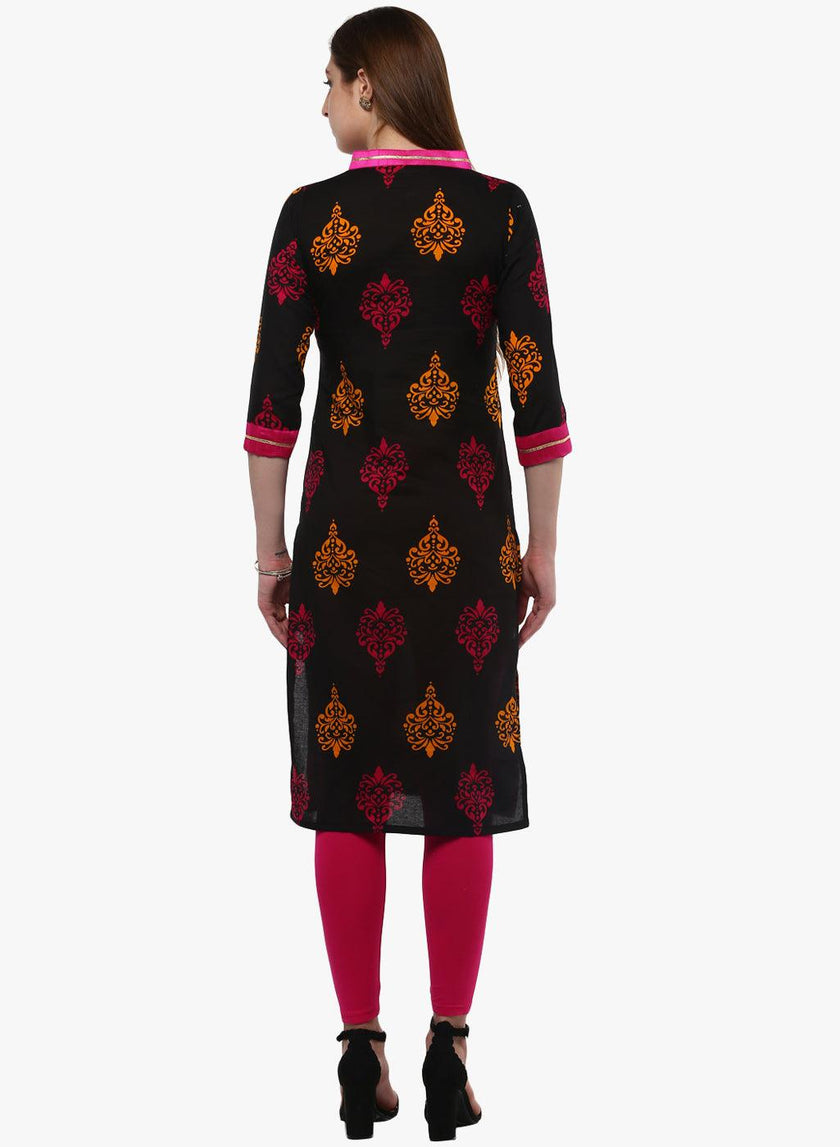 Divena Printed Black cotton Kurti - divena world