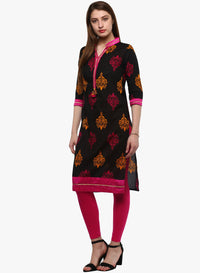 Divena Printed Black cotton Kurti - divena world