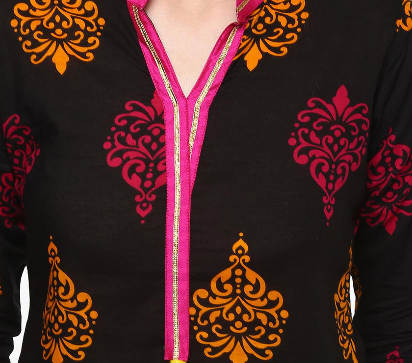 Divena Printed Black cotton Kurti - divena world