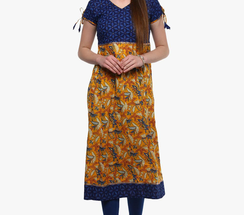 Divena Gorgeous Blue And Mustard Anarkali - divena world