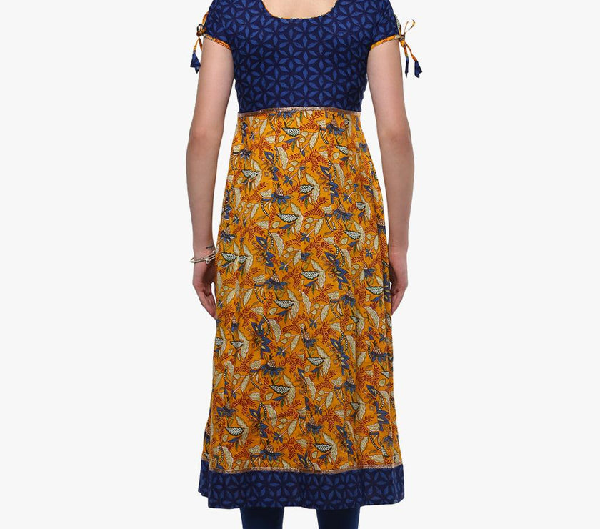 Divena Gorgeous Blue And Mustard Anarkali - divena world