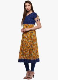 Divena Gorgeous Blue And Mustard Anarkali - divena world