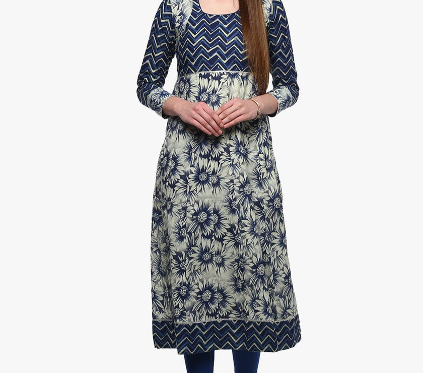 Divena Indigo Printed Anarkali - divena world