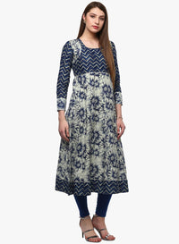 Divena Indigo Printed Anarkali - divena world