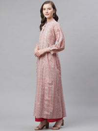 Divena White Peach Maxi Style Kurta - divena world