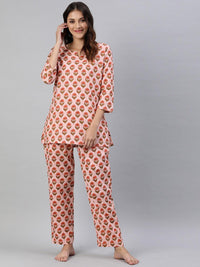 Divena Pink Cotton Loungewear /Nightwear Set - divena world