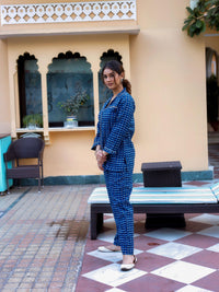 Divena Blue Printed Night suit - divenaworld.com